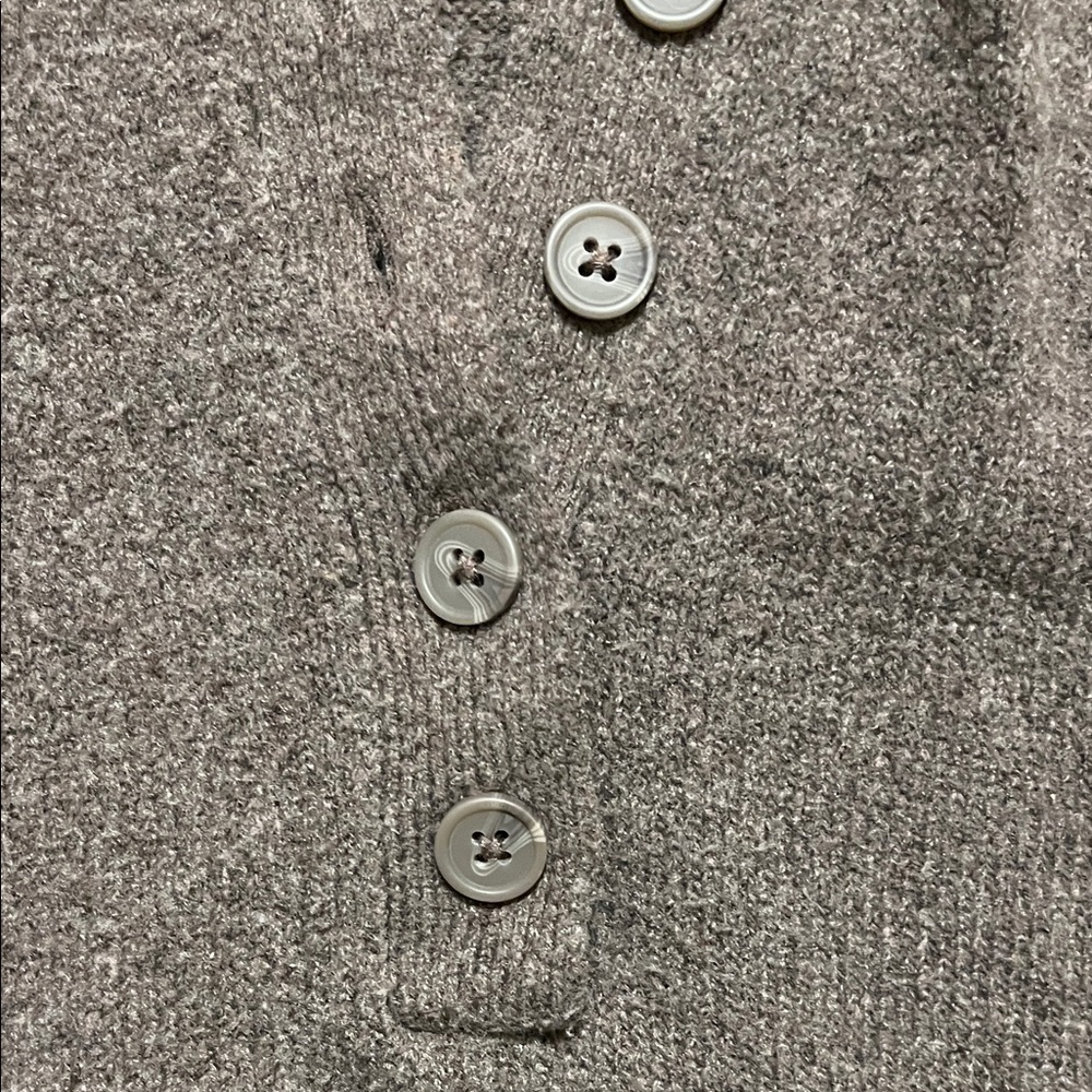 A New Day Taupe Short Sleeve Sweater with Button Neck Opening and Collar Size XL - Picture 4 of 7